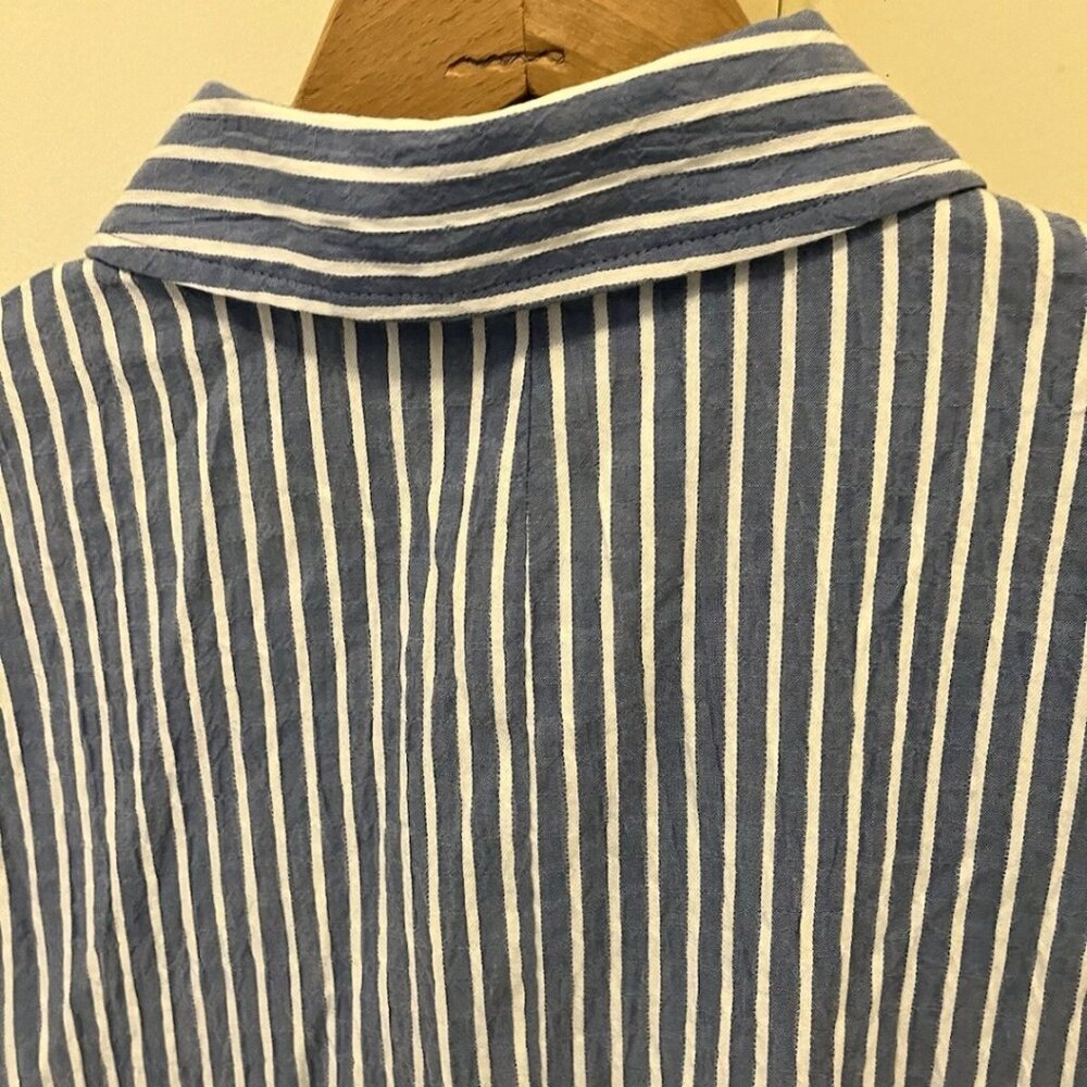 White House Black Market Blue Stripe Shirt Dress Size 2 NWT Button Front Summer - Picture 9 of 15